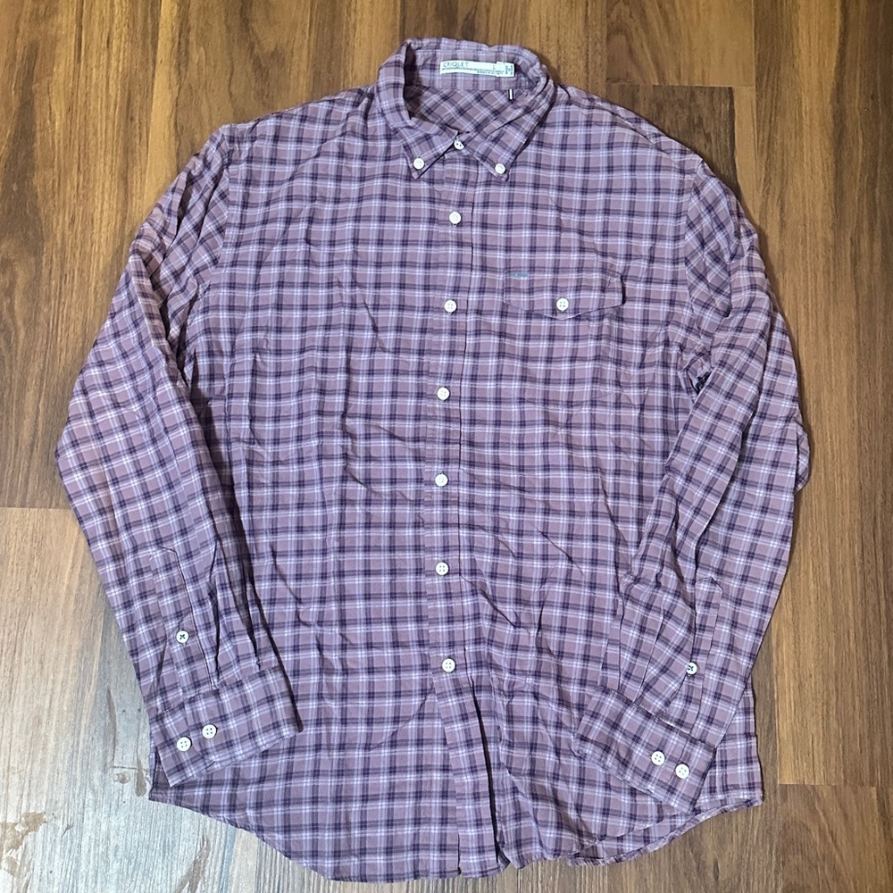 Criquet Men's Purple Plaid Button Down Shirt